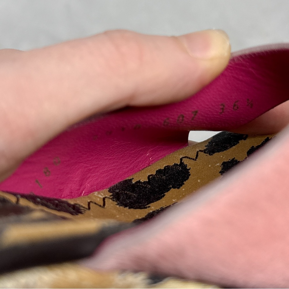 CASADEI Pink Calf Hair Leopard Print Denim Jean Mule Platform Wedge Sandals 6.5 - Picture 11 of 15